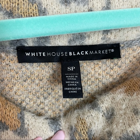 White House Black Market Clouded Leopard Off the Shoulder Cozy Sweater Dress, SP - Picture 6 of 7